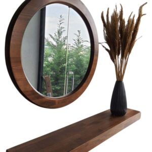 Circle Mirror with Floating Shelf