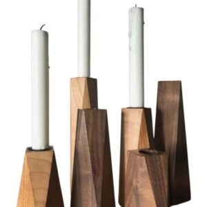 Geometric Wooden Candle Towers
