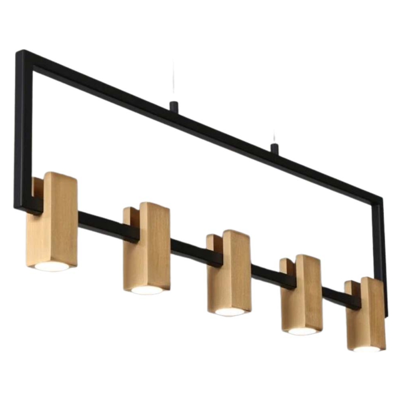 Linear Wood Block Chandelier